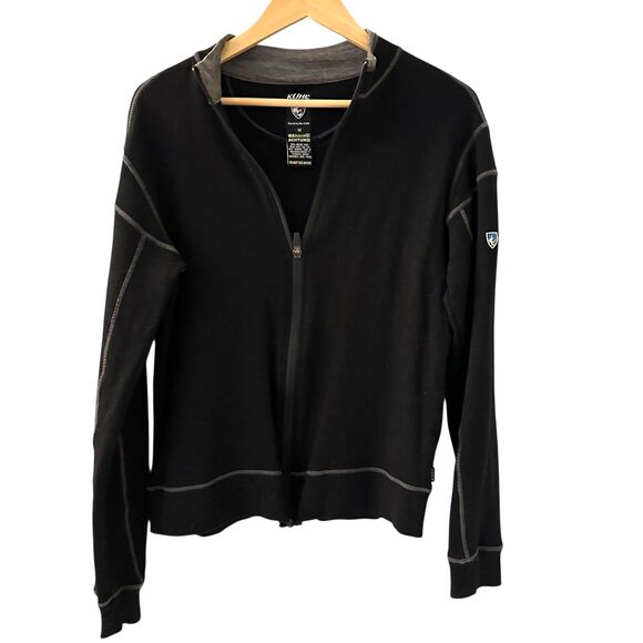 Kuhl Women's Black 100% Merino Wool Full Zip Jacket with Pockets Flaws Size M - Picture 1 of 6